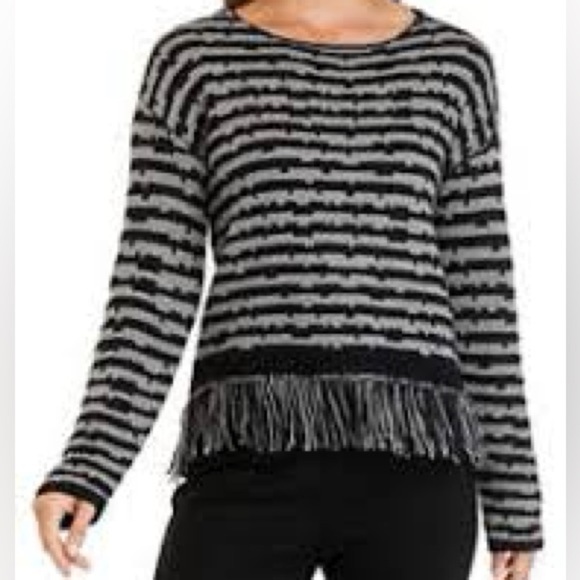 Wonderly Women’s Drop Shoulder Sweater w/ Fringe Bottom Detail Small Knit Fuzzy - Picture 1 of 7
